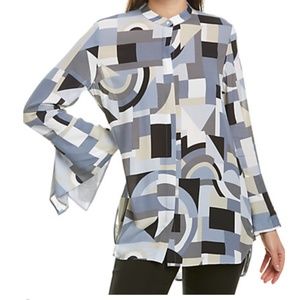 Lafayette 148 New York Geometric-Print Blouse